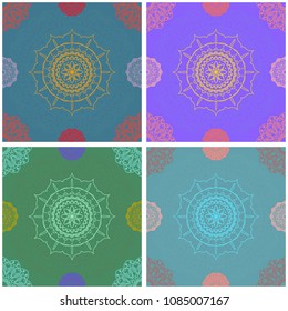 Colorful intricate mandala seamless pattern