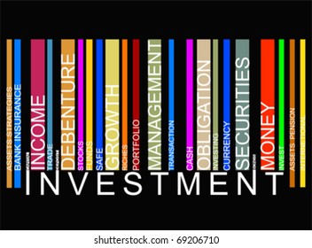 colorful INVESTMENT text barcode, vector