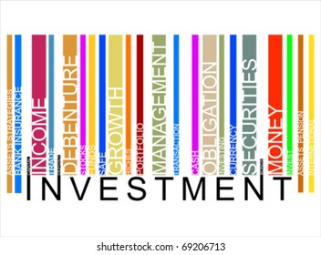 colorful INVESTMENT text barcode, vector