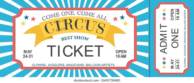 Colorful invitation ticket to the circus