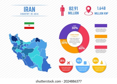 Colorful Iran Map Infographic Template