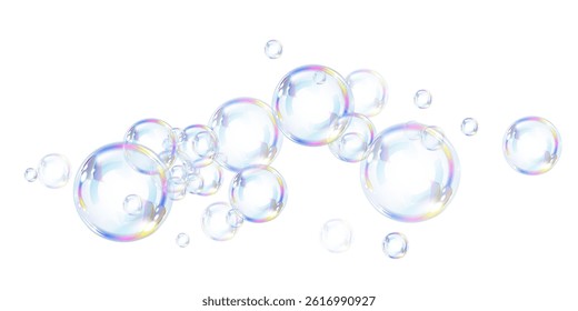 Colorful Iridescent Bubble Overlay PNG for Cleaning and Spa Designs