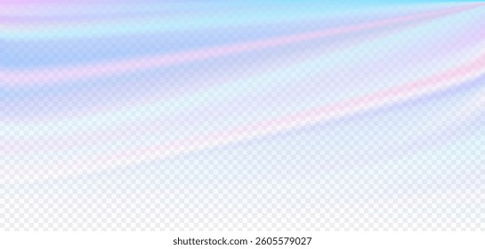 Colorful iridescent gradient creating a soft flow on a transparent background ideal for digital design and creativity with copy space. Vibrant transparent realistic vector concept.
