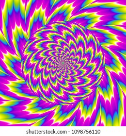 Colorful iridescent rotating sphere. Spin illusion.