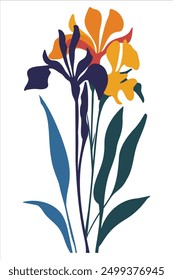 Colorful Iris Flower Vector Illustration