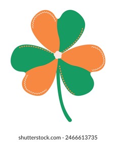 Colorful irish clover leaf in colors of Ireland flag. The symbol of St. Patrick's Day, vector illustration