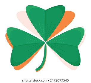 Bunte irische Klee Shamrock, Blatt in Grün, Weiß und Orange Farben wie eine Fahne von Irland, das Symbol des St. Patrick's Day, Vektorgrafik Farbe Illustration