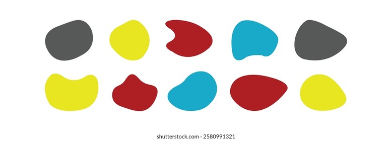 Colorful Irregular blob shape vector illustration set on white background.
