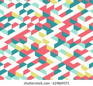 Colorful irregular vector abstract geometric seamless pattern with hexagons