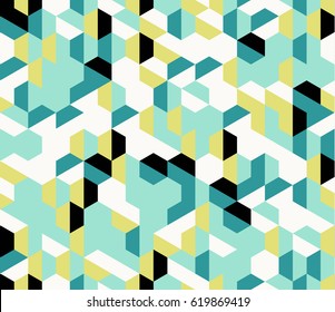 Patrón abstracto de vectores coloridos y abstracto geométrico sin fisuras con hexagones