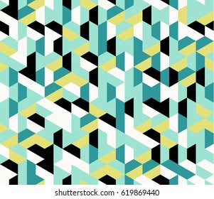 Colorful irregular vector abstract geometric seamless pattern with hexagons