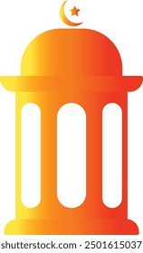 Colorful Islamic Lantern Illustration with Trendy Design. Vector Symbol on White Background.