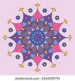 Colorful Islamic ornamental mandala star. Modern Islam, Arabic decoration motifs. Soft abstract flower mandala.