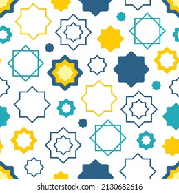 Colorful Islamic star Rub el Hizb seamless pattern