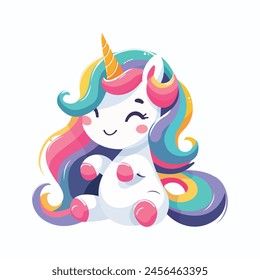 Colorful isolate cute unicorn. Vector illustration.