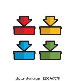 colorful isolated arrow pointing down variations vector drawing