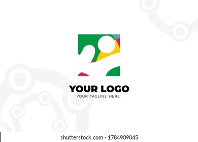Colorful Isolated Community Logo Template in abstract square design concept with green, magenta, and orange color for your community, social collaboration, youth summit, and many more