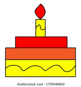 Colorful Isolated Doodle Sketch Vector Illustration. Hand-Drawn Cake.