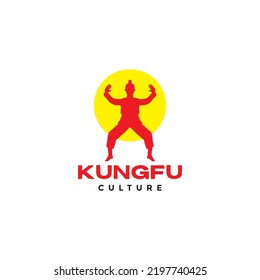 bunter, isolierter Mann kungfu Logo-Design