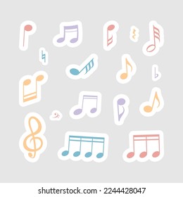 colorful isolated musical notes sticker
