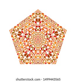 Colorful isolated ornate gemstone ornament pentagon logo template - abstract ornamental pentagonal vector element