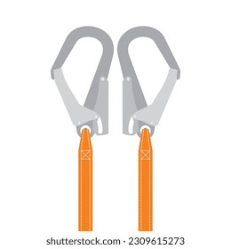 Colorful isolated of safety harness hook for working at height protective equipment. Vector illustration.