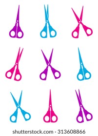 colorful isolated scissors set on white background