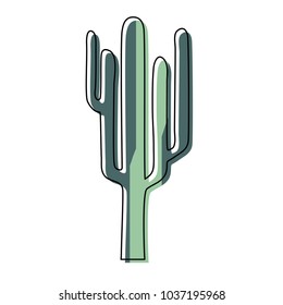 Colorful isolated senita cactus tree vector illustration