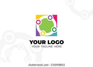 Farbige Vorlage für einzelne Teamwork-Logos. In Menschen gestalten das Design-Konzept für Ihr Business-Team, Ihr Firmenarbeitfür, Ihre soziale Gruppe, eine Zusammenarbeitsveranstaltung und vieles mehr