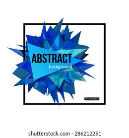 Colorful isolated template poster with triangular shapes, black frame and place for text