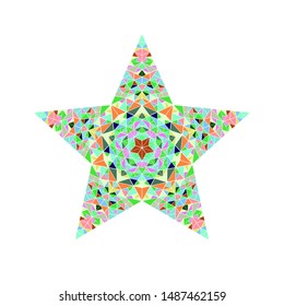 Colorful isolated triangle mosaic pentagram star symbol template - polygonal geometric abstract vector element from triangles