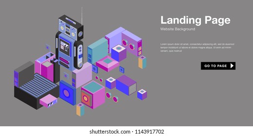 Colorful Isometric 3d Website Background Template Stock Vector (Royalty ...