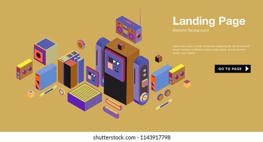 Colorful Isometric 3d Website Background Template Stock Vector (Royalty ...