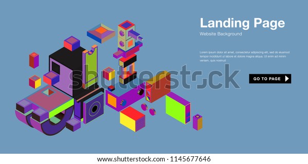 Colorful Isometric 3d Website Background Template Stock Vector (Royalty ...
