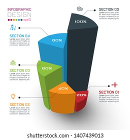 Colorful isometric cylinders of infographics.