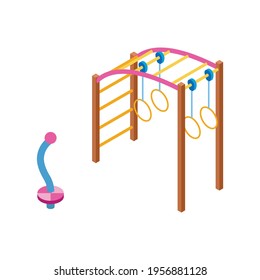 Colorful isometric elements for child playground 3d isolated vector illustration