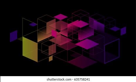 Colorful isometric geometric abstract  background