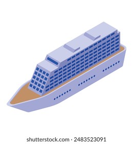 Colorful isometric graphic of a modern cruise liner on a white background