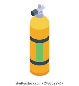 Colorful isometric illustration of a scuba diving oxygen tank, perfect for divingrelated content