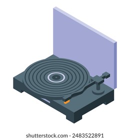 Colorful isometric illustration of a stylish, modern record player