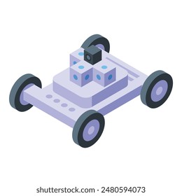 Colorful isometric illustration of a toy race car with blocks, suitable for children's themes