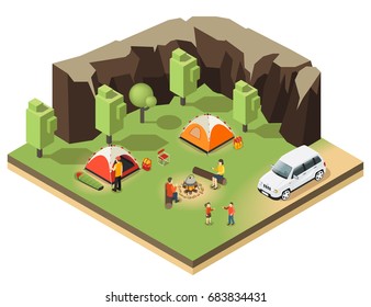 Colorful Isometric Outdoor Recreation Concept