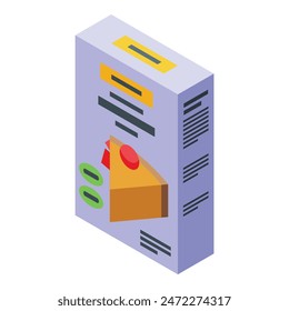 Colorful isometric representation of a server rack with indicators and buttons