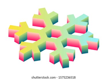 Colorful isometric snowflake vector illustration