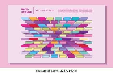 Colorful isometric square layer background template copy space for art poster, banner, landing page, business card, or presentation page