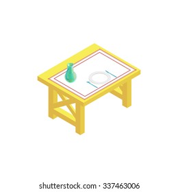Colorful isometric table for modern interior and game design
