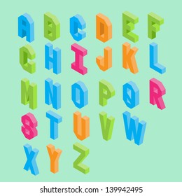 Colorful isometric typography vector