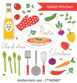 A colorful Italian kitchen set