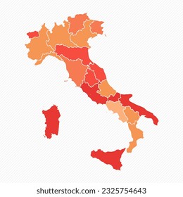 Colorful Italy Divided Map Illustration, can be used for business designs, presentation designs or any suitable designs.