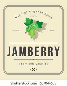 Colorful Jam berry Jam Packaging Logo Design Element in Vintage Style. Jam berry Retro Label Vector Illustration.